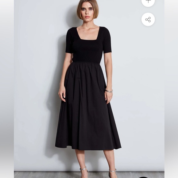 T Tahari Dresses & Skirts - T-TAHARI SHORT SLEEVE SQUARE NECK MIDI DRESS NWT Large